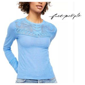 Free People Colette Swit Sweater Blue XS